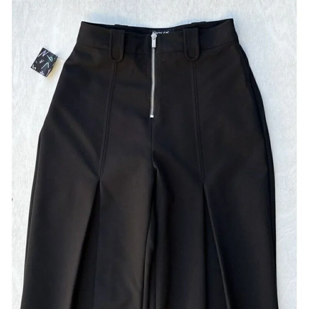 Nasty Gal Women's I'm Bossy Black Wide Leg High Waist Trousers Pants Size XS - Picture 9 of 13